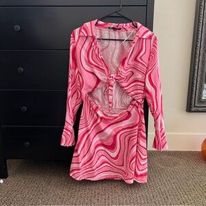 Zara Pink and White Swirl Dress